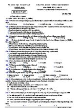 Đề kiểm tra học kỳ I môn Sinh học Lớp 10 - Mã đề 406 - Năm học 2018-2019 - Sở giáo dục và đào tạo tỉnh Quảng Nam